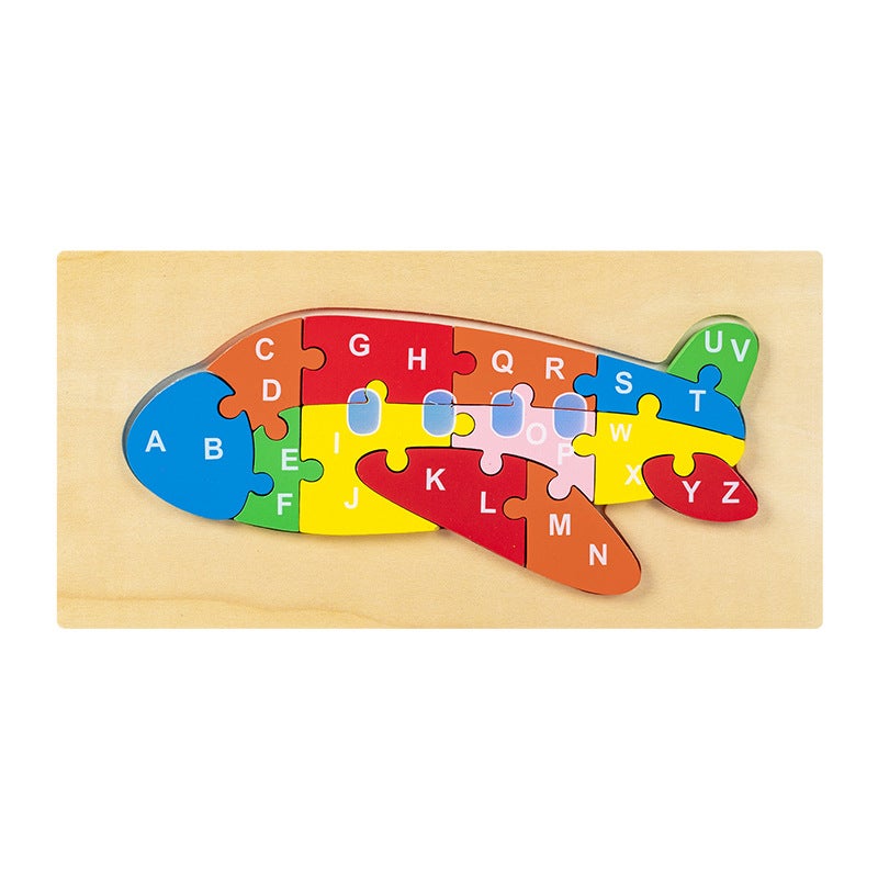 Wooden Jigsaw Puzzle Toys Children'S Early Education Alphabet Cognitive Puzzle Three-Dimensional Buckle Puzzle Building Blocks Educational Toys - Image 1